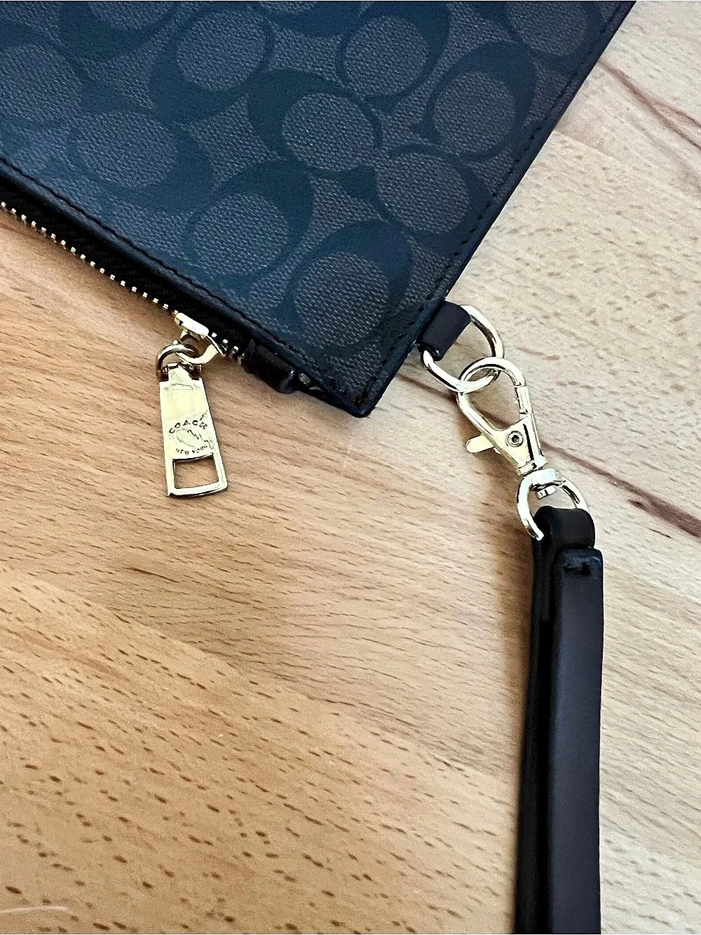 Coach Large Corner Zip Wristlet Brown Logo Monogram